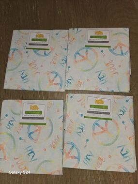 Fat Quarter Cotton Fabric Lot Of 4 Peace Sign Watercolor Hey Jude Tie Dye New
